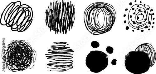 Minimalist black and white abstract doodles set for modern art and design projects