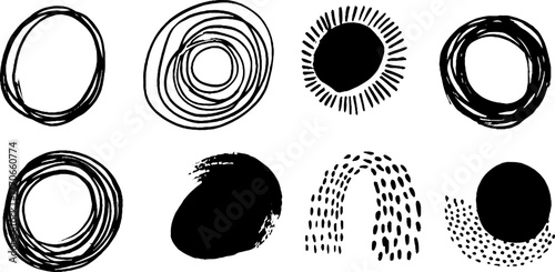 Minimalist abstract circular doodles design for modern art and decor