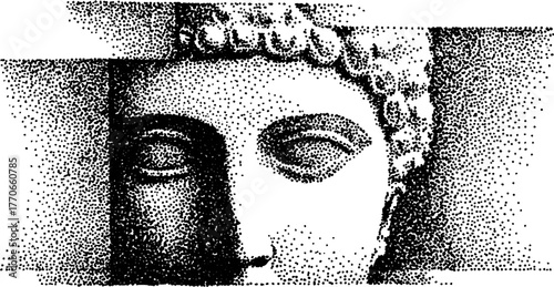 Ancient bust in halftone effect for art and history design