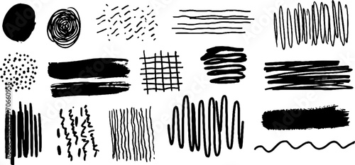 Minimalist abstract black and white doodles collection for creative designs