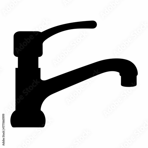 Silhouette of a water tap with a T shaped handle on white