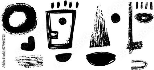 Minimalist abstract black and white geometric doodles for creative design