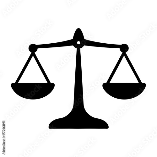Simple black scale symbol of justice and equilibrium on white background