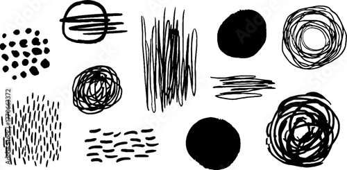 Minimalist black and white abstract doodle set for creative designs