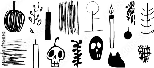 Minimalist abstract halloween doodles collection for creative design projects