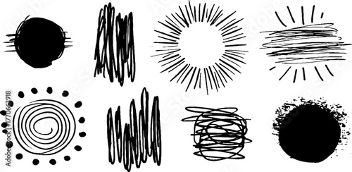 Minimalist abstract black and white doodle designs for creative projects