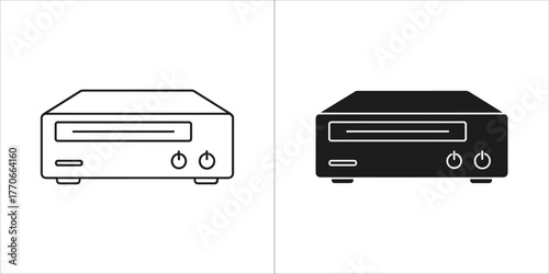Dvd player and cd player, outline and solid icon