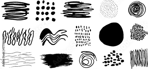 Minimalist black and white abstract doodles collection for creative designs