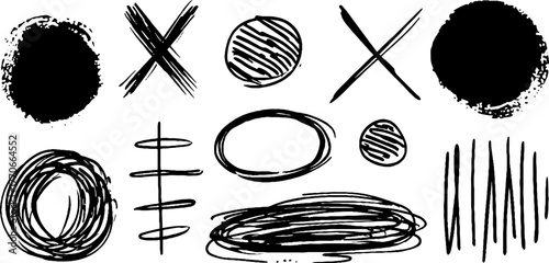 Minimalist abstract black and white doodle set for creative design projects