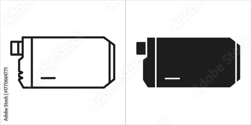 Outline and solid black icon of a camera battery