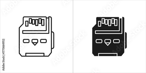 Network switch icon in outline and solid black versions