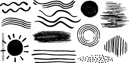 Minimalist abstract doodles set for artistic design and backgrounds