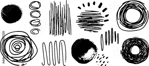 Minimalist abstract black and white doodles collection for creative design projects