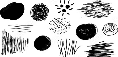 Minimalist abstract black and white doodle collection for creative design projects