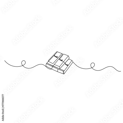 Gold bar icon continuous one line drawing outline vector illustration
