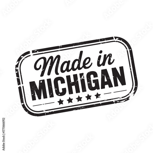 Made in michigan stamp graphic with stars