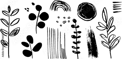 Minimalist abstract black and white doodles for packaging design