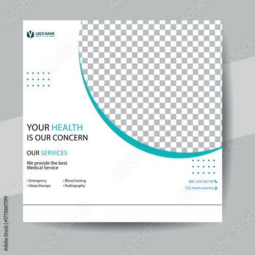 Modern medical healthcare service social media post template design