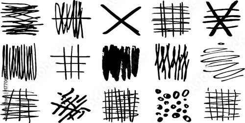 Minimalist abstract black and white doodles collection for design projects