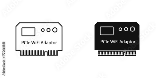 Pcie wifi adaptor icon in line and glyph style