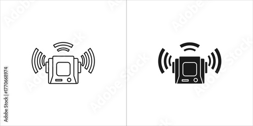 Wireless speaker icon in line and glyph style