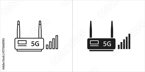 Illustration of a 5g router with a strong signal