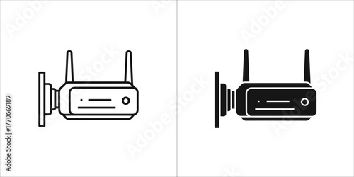 Wall mounted wireless router icon in outline and glyph style
