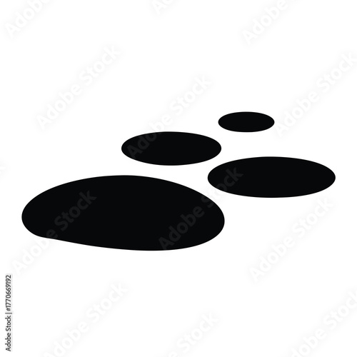 Four simple black shapes, slightly oval, arranged on a white background
