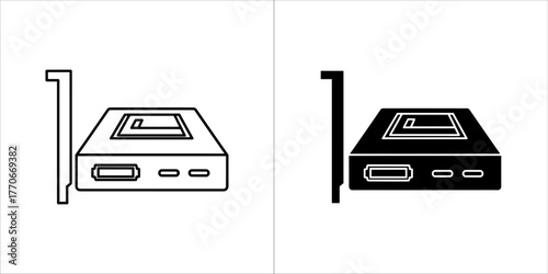 Network card icon set, computer component for internet connection