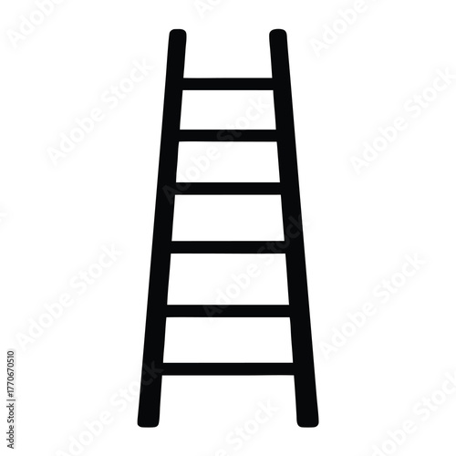 Fotografie Simple six rung ladder in black silhouette against a white background