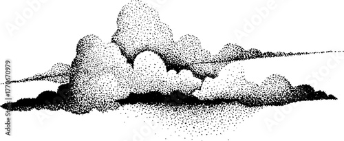 Celestial clouds composed of stars in black and white for artistic decor