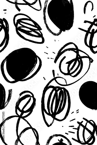 Minimalist abstract black and white acorn pattern for modern design projects