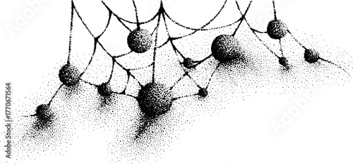 Black and white delicate cobweb with stipple effect for design and decoration