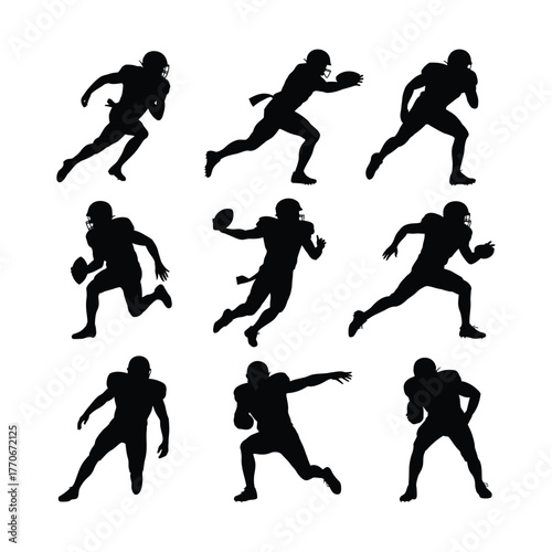 American football player silhouettes, vector illustration