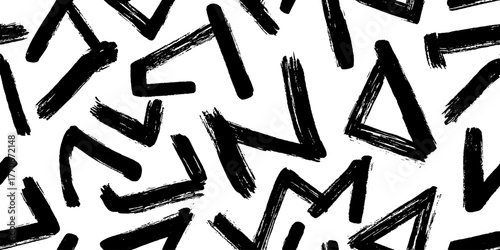 Minimalist abstract pattern of arrows in black and white design for decoration