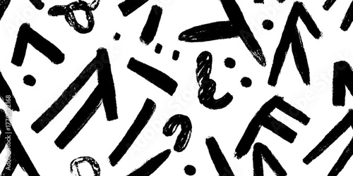 Minimalist abstract pattern of hand-drawn arrows in black and white for modern design