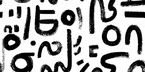 Minimalist abstract black and white pattern with hand drawn baubles for creative design