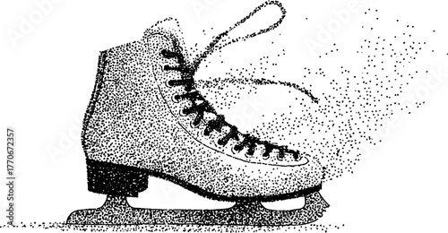 Vintage black and white figure ice skates with laces - retro sports design