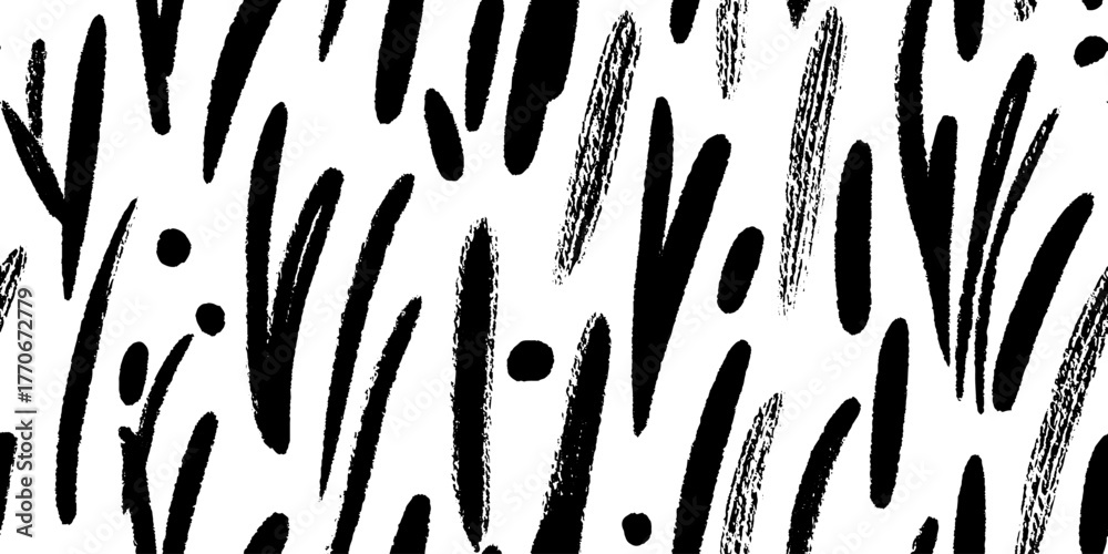 Fototapeta premium Minimalist black and white abstract grass pattern for modern decor