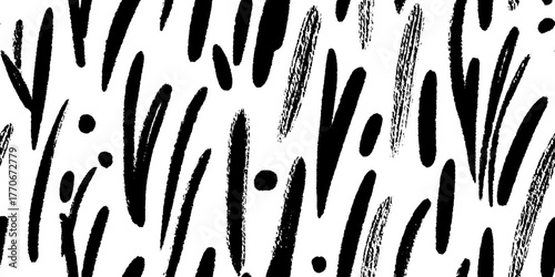 Minimalist black and white abstract grass pattern for modern decor