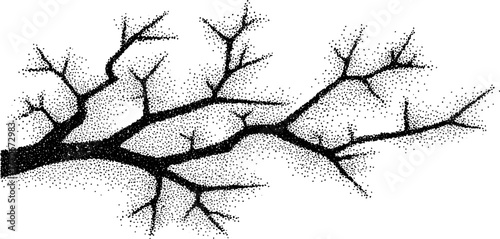 Winter serenity: black and white frozen tree branches illustration for design use