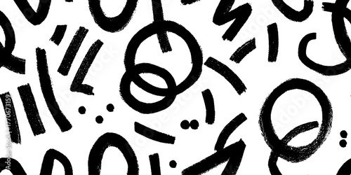 Minimalist abstract black and white pattern with broken lines for modern design