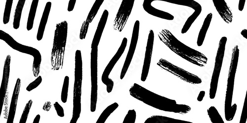 Minimalist abstract black and white brushstroke pattern for artistic design
