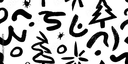 Minimalist black and white christmas pattern for holiday design