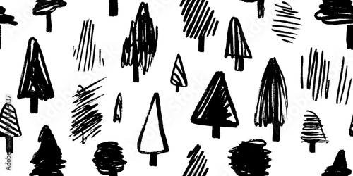 Minimalist abstract black and white christmas tree pattern for holiday design