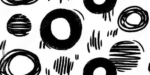 Minimalist abstract black and white circular patterns for modern design