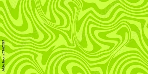 Abstract green background with hypnotic wavy lines pattern.