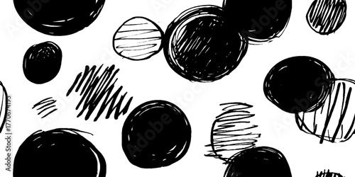 Minimalist abstract black and white circle pattern for modern design