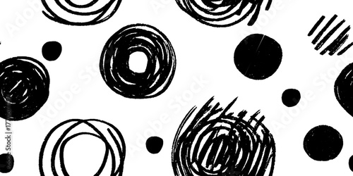 Minimalist abstract black and white circular pattern for modern design projects