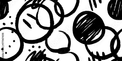 Minimalist abstract black and white circle pattern for modern design